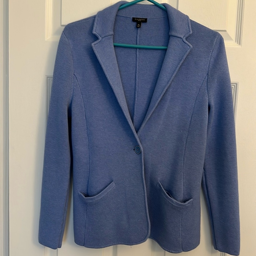 Blue Talbots knit blazer